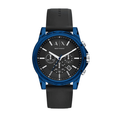 Armani Exchange Outerbanks AX1339 Men's Chronograph Watch – Black Dial with Black Silicone Strap