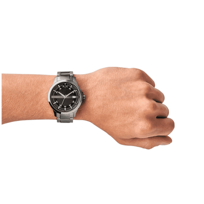 Armani Exchange Hampton AX2103 Men's Chronograph Watch – Black Dial with Silver-Tone Stainless Steel Strap