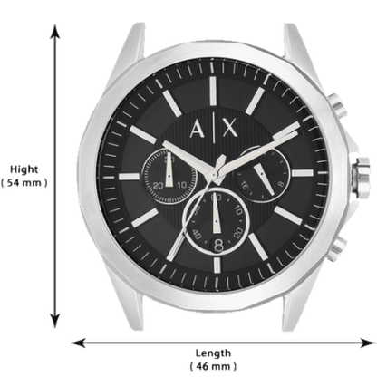 Armani Exchange Drexler AX2600 Men's Chronograph Watch – Black Dial with Silver Stainless Steel Strap