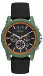 Armani Exchange Outerbanks AX1348 Men's Chronograph Watch – Black Dial with Black Silicone Strap