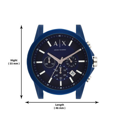 Men's Armani Exchange Outerbanks Chronograph Watch AX1327 – Blue Dial with Blue Silicone Strap