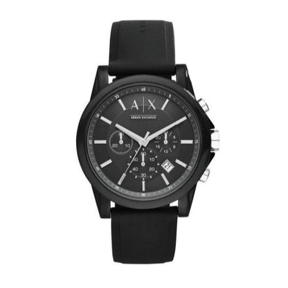 Armani Exchange Outerbanks AX1326 Men's Chronograph Watch – Black Dial with Black Silicone Strap