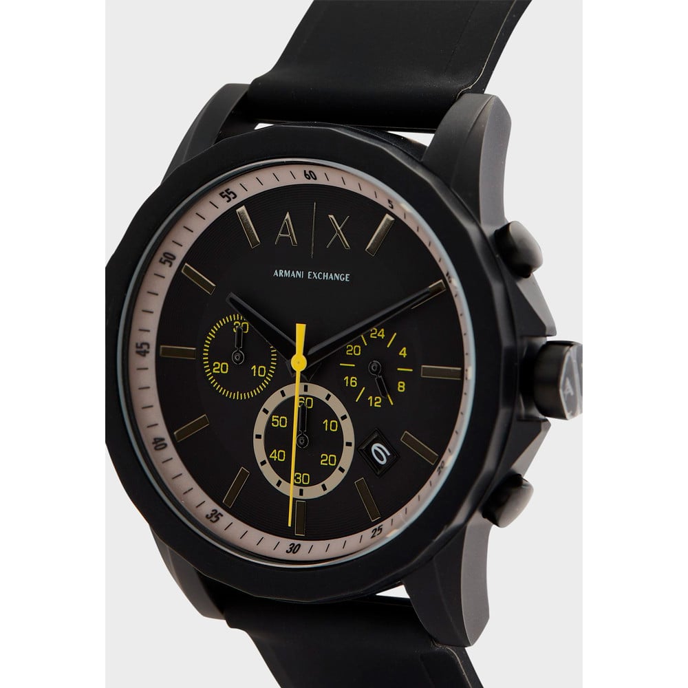 Armani Exchange Outerbanks AX1343 Men's Chronograph Watch – Black Dial with Black Silicone Strap