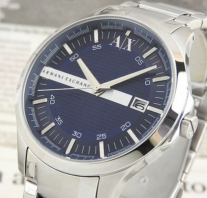 Armani Exchange Hampton AX2132 Men's Chronograph – Blue Dial with Silver Stainless Steel Bracelet
