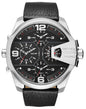 Diesel DZ7376 Uber Chief Oversized 4-Time Men's Watch – Black Dial & Black Leather Strap