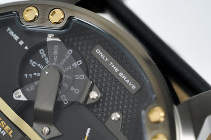 Diesel DZ7348 Mr. Daddy 2.0 Chronograph Men's Watch – Black Dial & Black Leather Strap