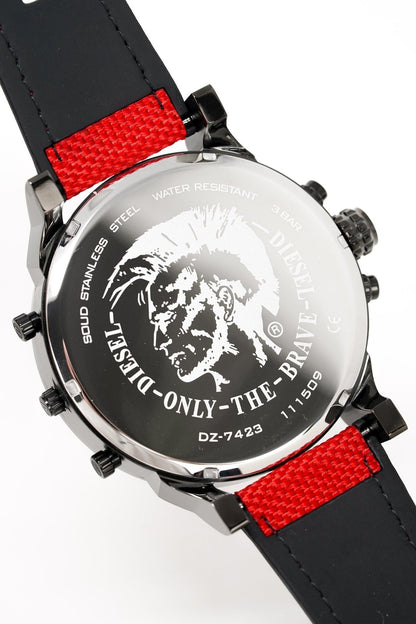 Diesel DZ7423 Mr. Daddy 2.0 Chronograph Men's Watch – Grey Dial & Red Rubber Strap