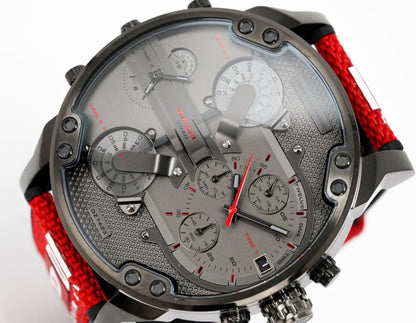 Diesel DZ7423 Mr. Daddy 2.0 Chronograph Men's Watch – Grey Dial & Red Rubber Strap