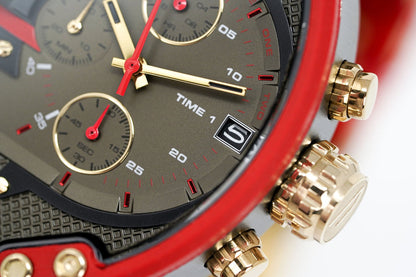 Diesel DZ7430 Mr. Daddy 2.0 Chronograph Men's Watch – Grey Dial & Red Rubber Strap