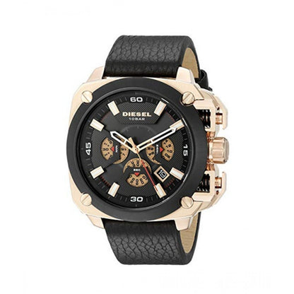Diesel DZ7346 BAMF Chronograph Men's Watch – Black Dial & Black Leather Strap