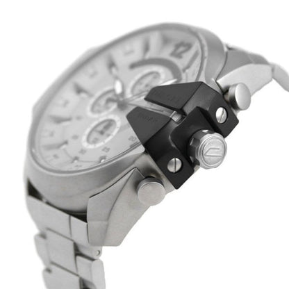 Diesel DZ4501 Mega Chief Chronograph Men's Watch – Silver Dial & Silver Stainless Steel Strap