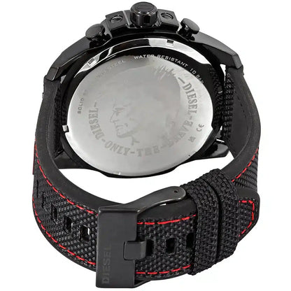 Diesel DZ4512 Mega Chief Chronograph Men's Watch – Silver Dial & Black Leather Strap