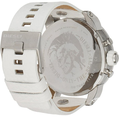 Diesel DZ7265 Badass Chronograph Men's Watch – White Dial & White Leather Strap
