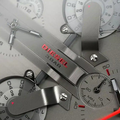 Diesel DZ7423 Mr. Daddy 2.0 Chronograph Men's Watch – Grey Dial & Red Rubber Strap