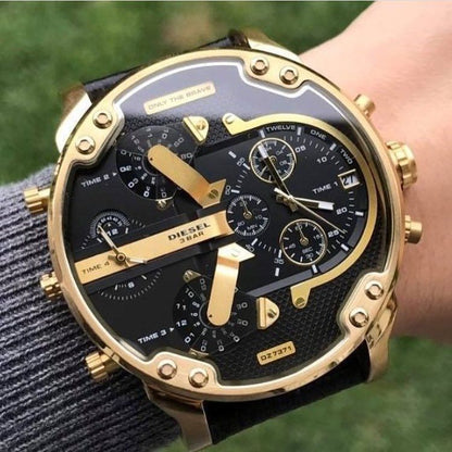 Diesel DZ7371 Mr. Daddy Chronograph Men's Watch – Black Dial & Black Leather Strap