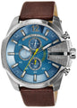 Diesel DZ4281 Mega Chief Chronograph Men's Watch – Blue Dial & Brown Leather Strap