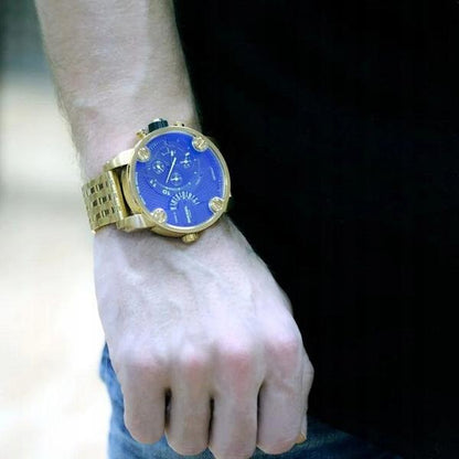 Diesel DZ7347 Mr. Daddy Chronograph Men's Watch – Blue Dial & Gold Stainless Steel Strap
