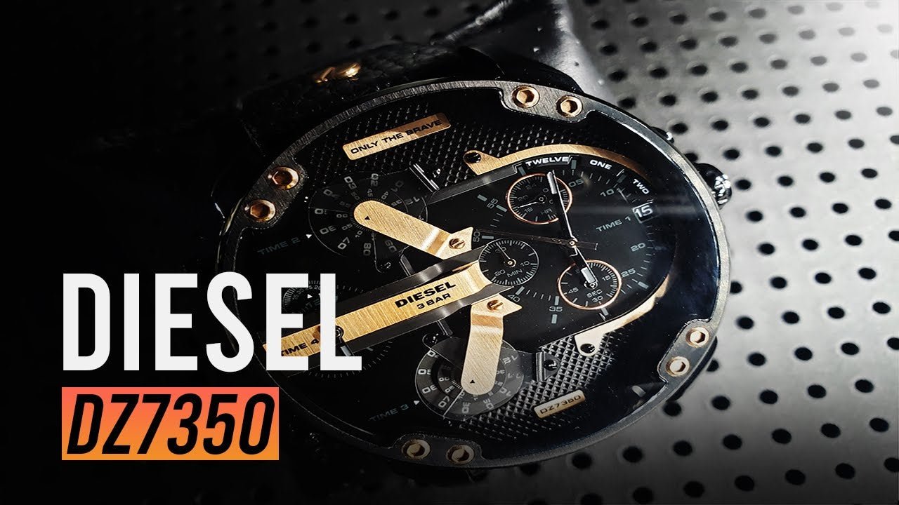 Diesel DZ7350 Mr. Daddy 2.0 Chronograph Men's Watch – Black Dial & Black Leather Strap