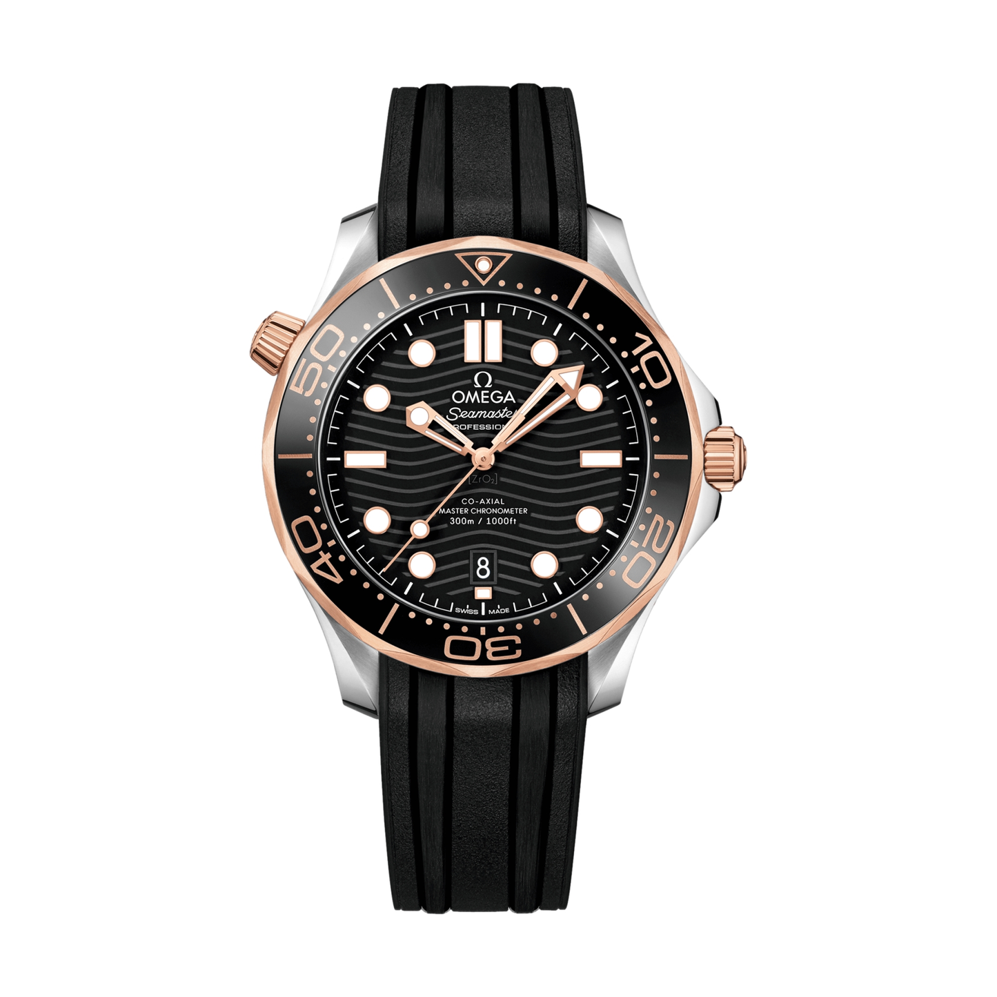 OMEGA Seamaster Diver 300M Stainless Steel and Sedna Gold 42mm - Black on Rubber Strap