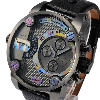 Diesel DZ7270 Badass Chronograph Men's Watch – Anthracite Dial & Black Leather Strap