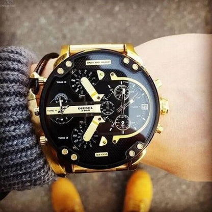 Diesel DZ7333 Mr. Daddy 2.0 Chronograph Men's Watch – Black Dial & Gold Stainless Steel Strap