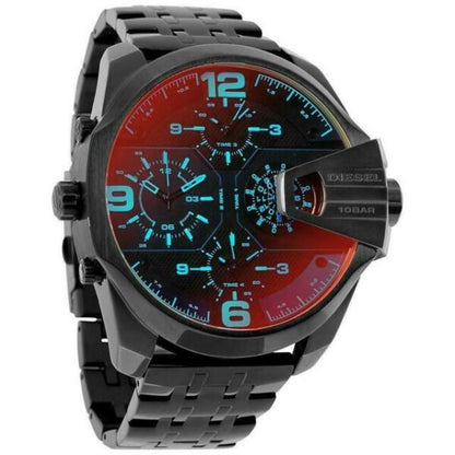 Diesel DZ7373 Uber Chief Chronograph Men's Watch – Red Dial & Black Steel Strap