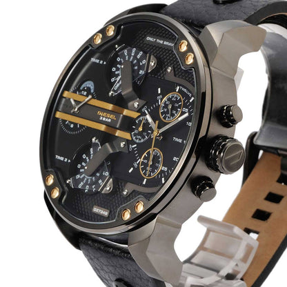 Diesel DZ7348 Mr. Daddy 2.0 Chronograph Men's Watch – Black Dial & Black Leather Strap